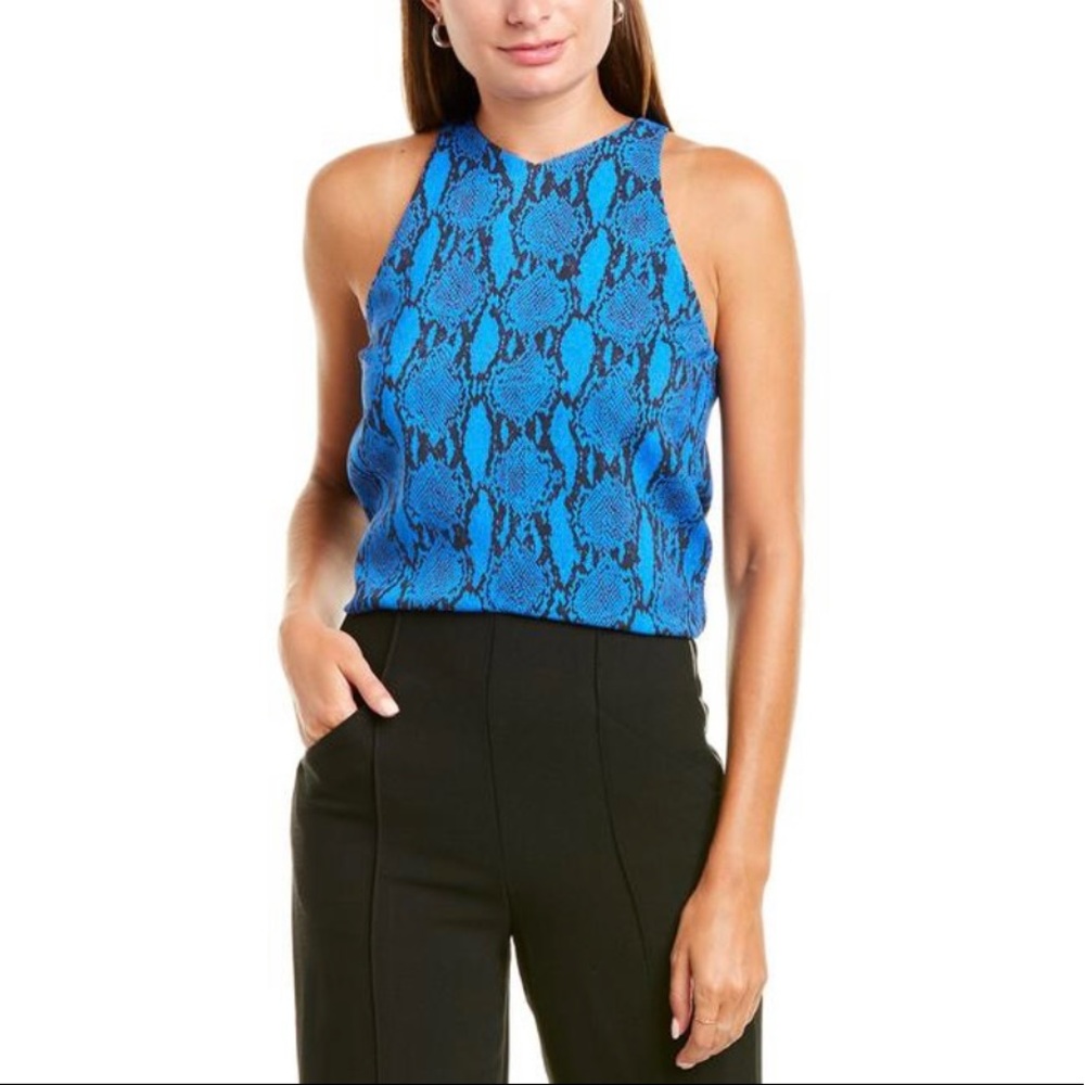 A.L.C. Blue Anise Snakeskin-print Python Tank Top Size: 4 - Picture 10 of 11